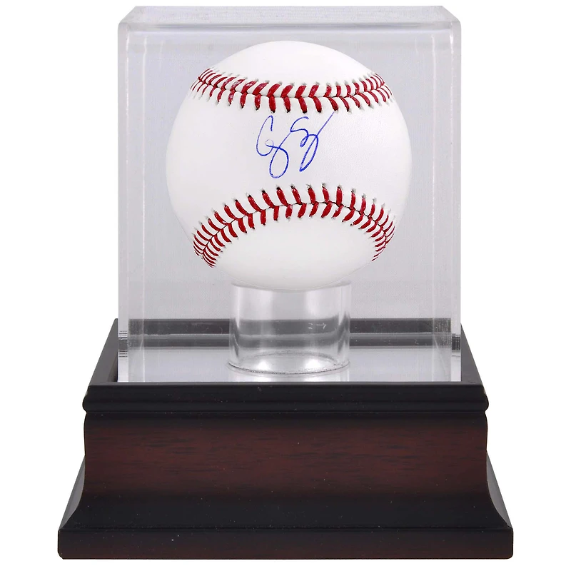 Corey Seager Texas Rangers Autographed Baseball & Mahogany Baseball Display Case