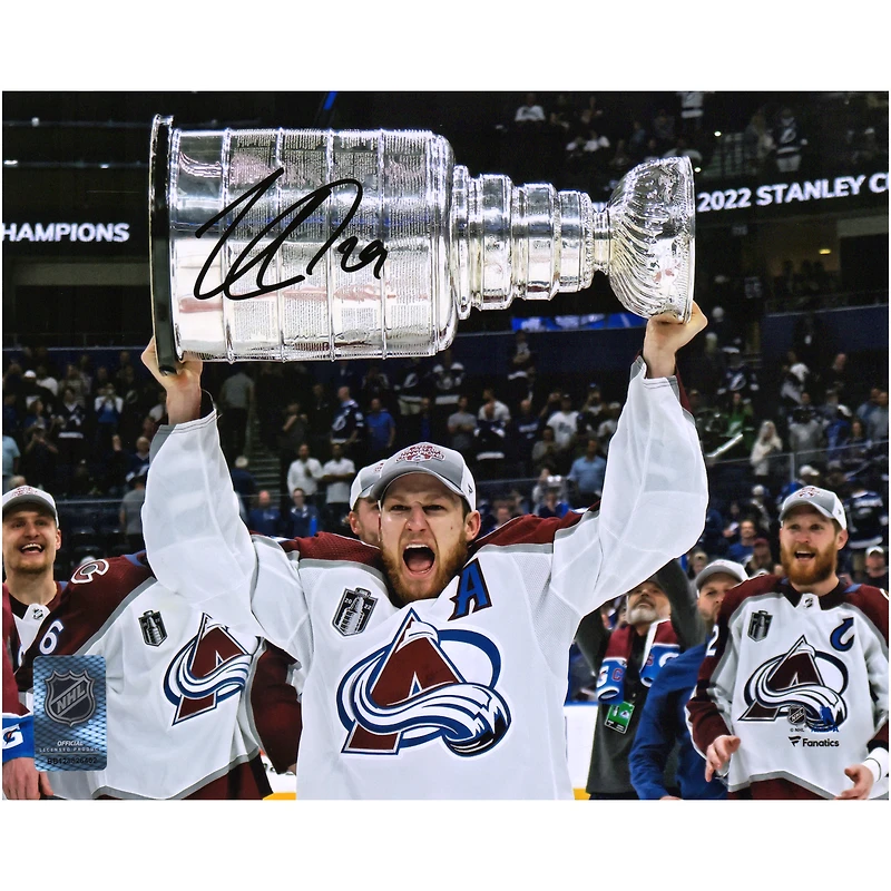 Nathan MacKinnon Colorado Avalanche Autographed 2022 Stanley Cup Champions 8" x 10" Raising Cup Photograph