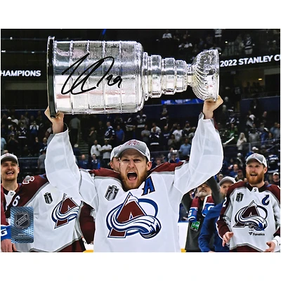 Nathan MacKinnon Colorado Avalanche Autographed 2022 Stanley Cup Champions 8" x 10" Raising Cup Photograph