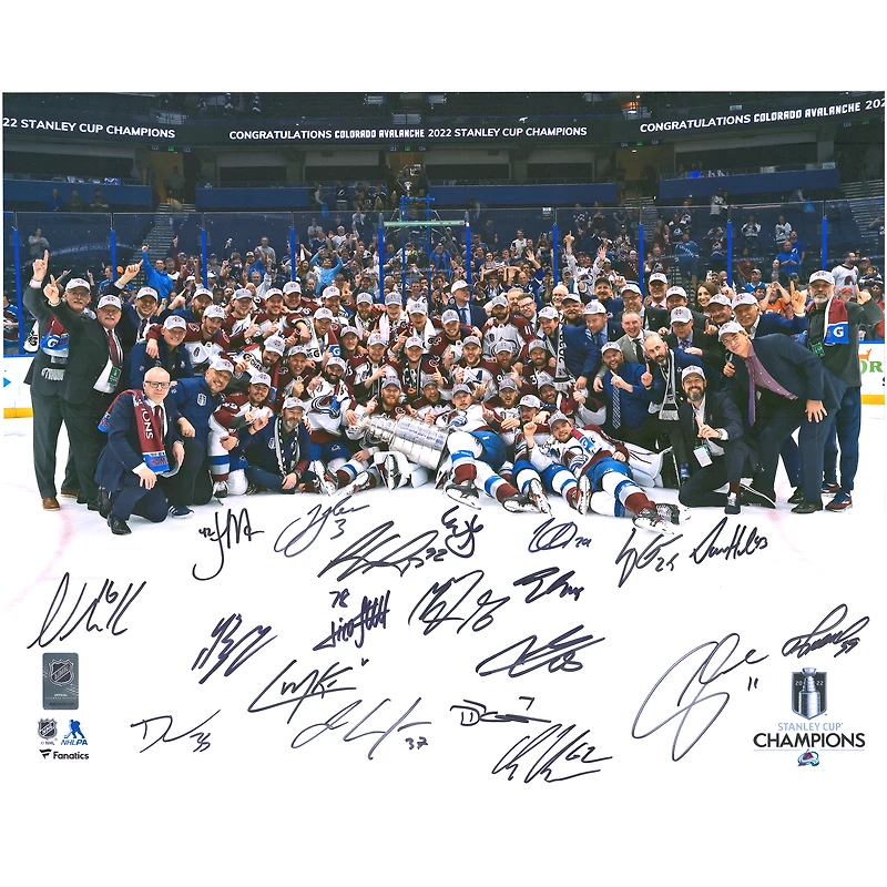 Colorado Avalanche Autographed 2022 Stanley Cup Champions 16" x 20" Team Photograph with Multiple Signatures