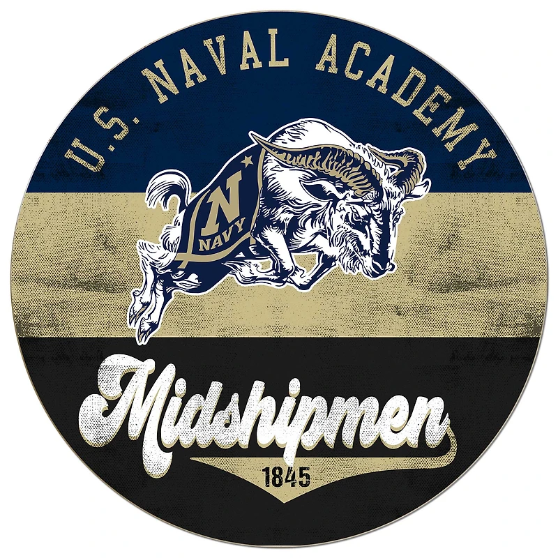 Navy Midshipmen 20'' x 20'' Retro Logo Circle Sign