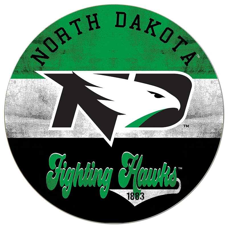 North Dakota 20'' x 20'' Retro Logo Circle Sign