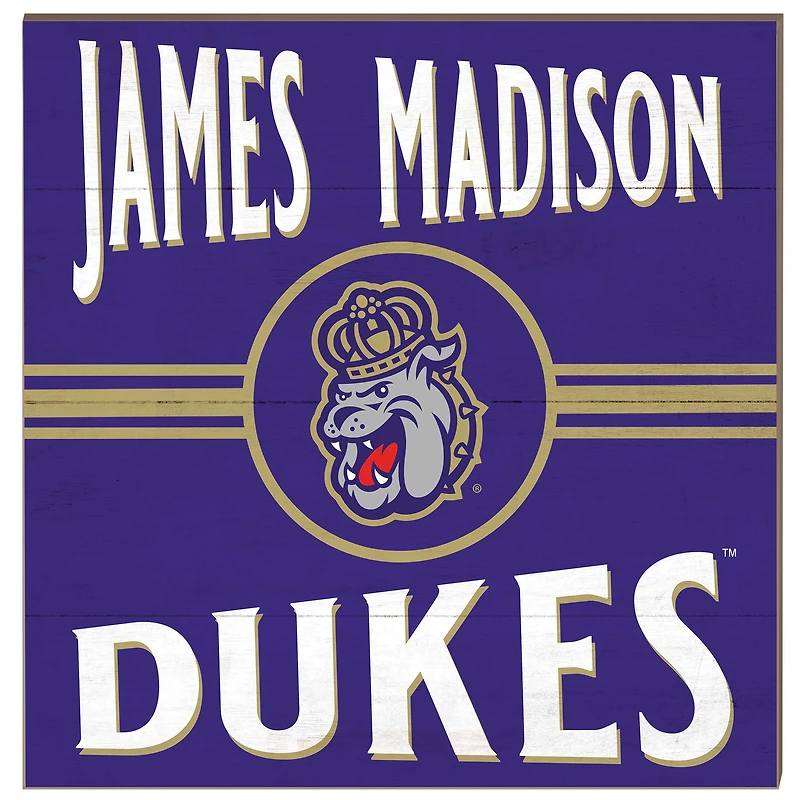 James Madison Dukes 10'' x 10'' Retro Team Sign