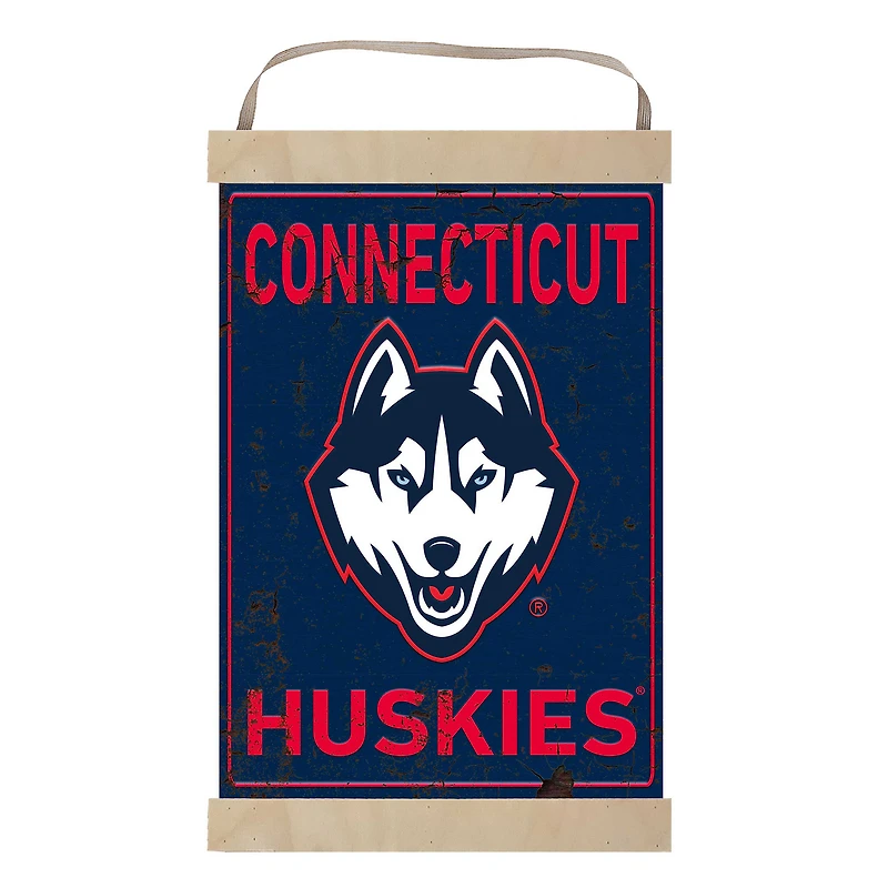 UConn Huskies Faux Rust Banner Sign