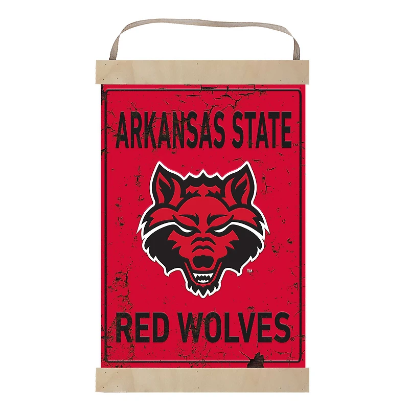 Arkansas State Red Wolves Faux Rust Banner Sign