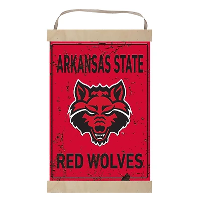 Arkansas State Red Wolves Faux Rust Banner Sign