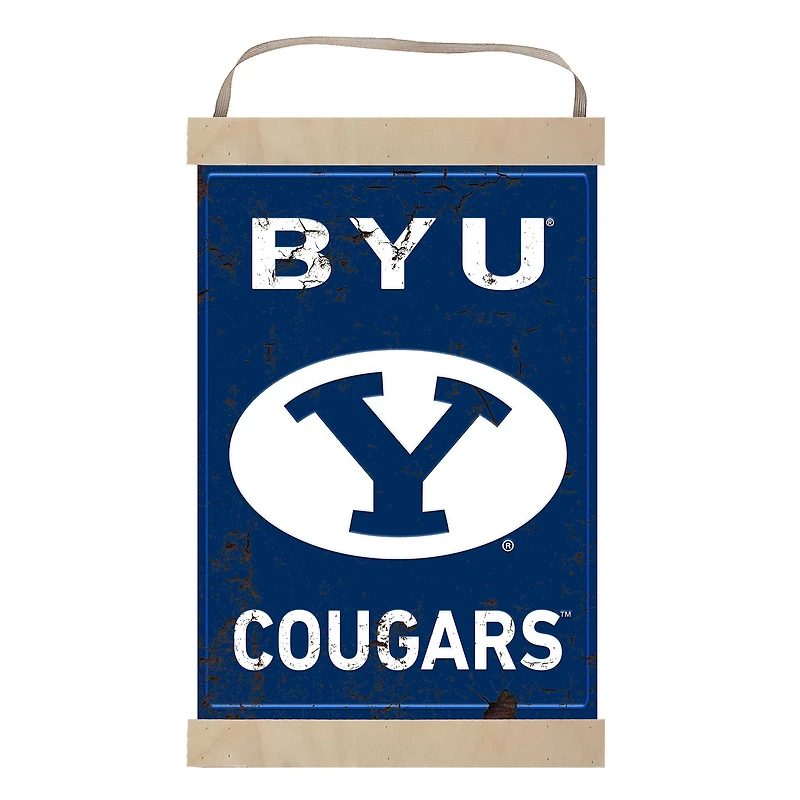 BYU Cougars Faux Rust Banner Sign