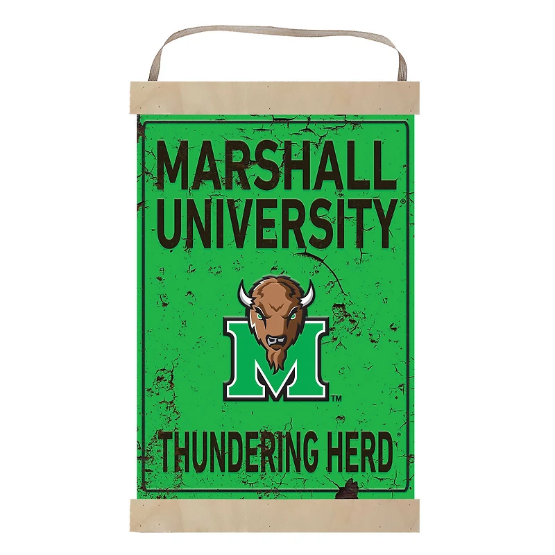 Marshall Thundering Herd Faux Rust Banner Sign