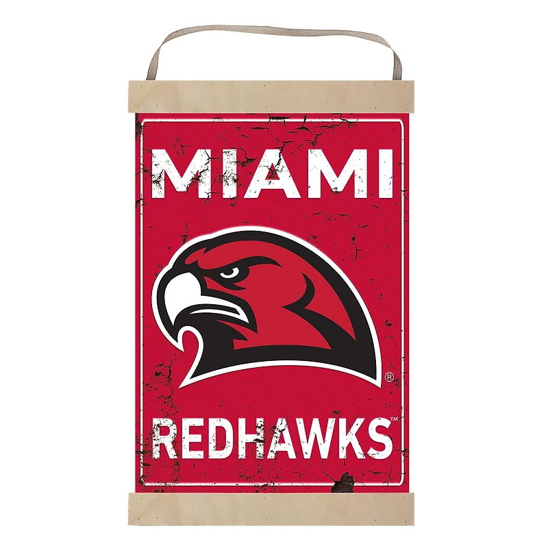 Miami University RedHawks Faux Rust Banner Sign