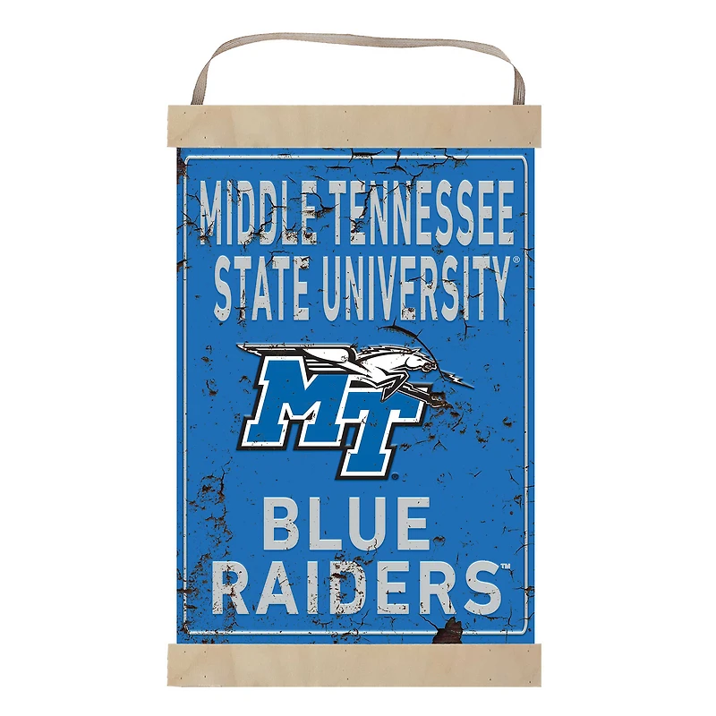MTSU Blue Raiders Faux Rust Banner Sign