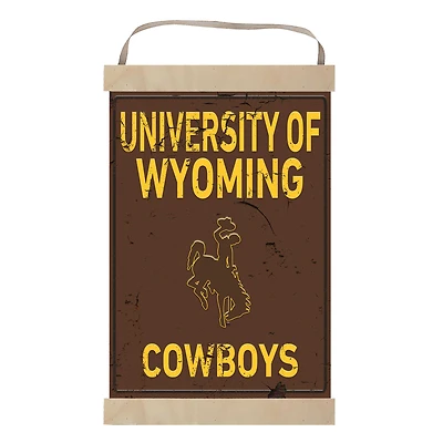 Wyoming Cowboys Faux Rust Banner Sign