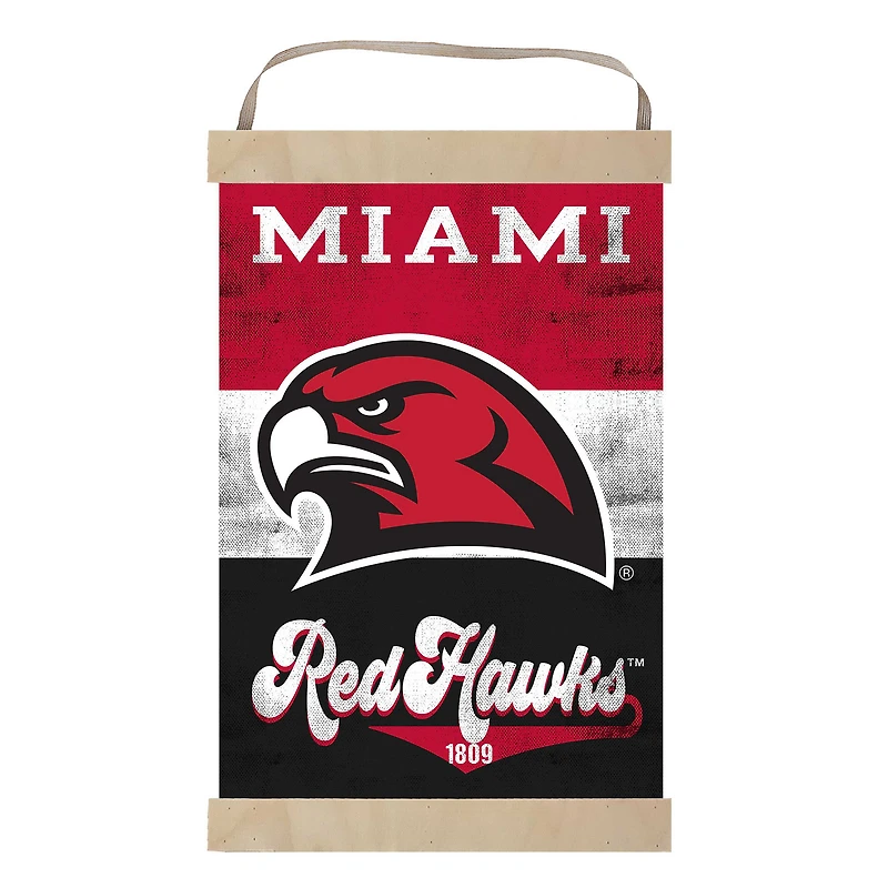 Miami University RedHawks Retro Logo Banner Sign