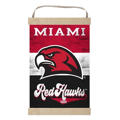 Miami University RedHawks Retro Logo Banner Sign