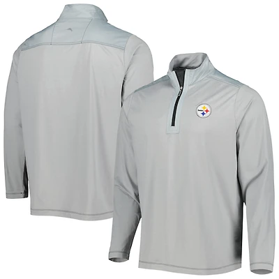 Men's Tommy Bahama Gray Pittsburgh Steelers On Deck IslandZone Half-Zip Jacket