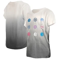 Youth New Era Black Pittsburgh Steelers Multi Logo Ombre V-Neck T-Shirt