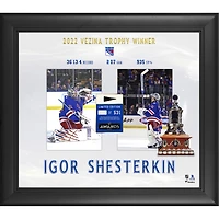 Igor Shesterkin New York Rangers Framed 15'' x 17'' 2022 Vezina Trophy Winner with a Piece of Game-Used Puck - Limited Edition of 531