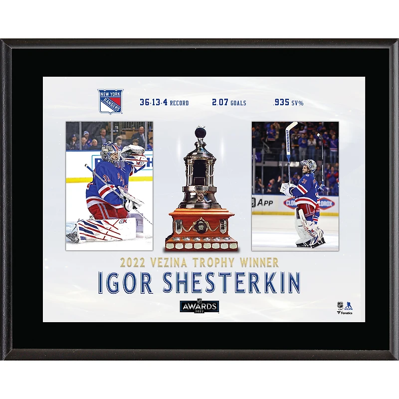 Igor Shesterkin New York Rangers 10.5'' x 13'' 2022 Vezina Trophy Winner Sublimated Plaque