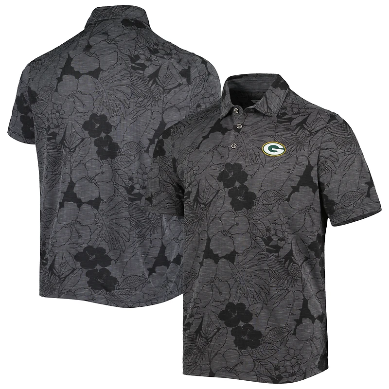 Men's Tommy Bahama Black Green Bay Packers Miramar Blooms Polo