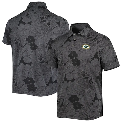 Men's Tommy Bahama Black Green Bay Packers Miramar Blooms Polo