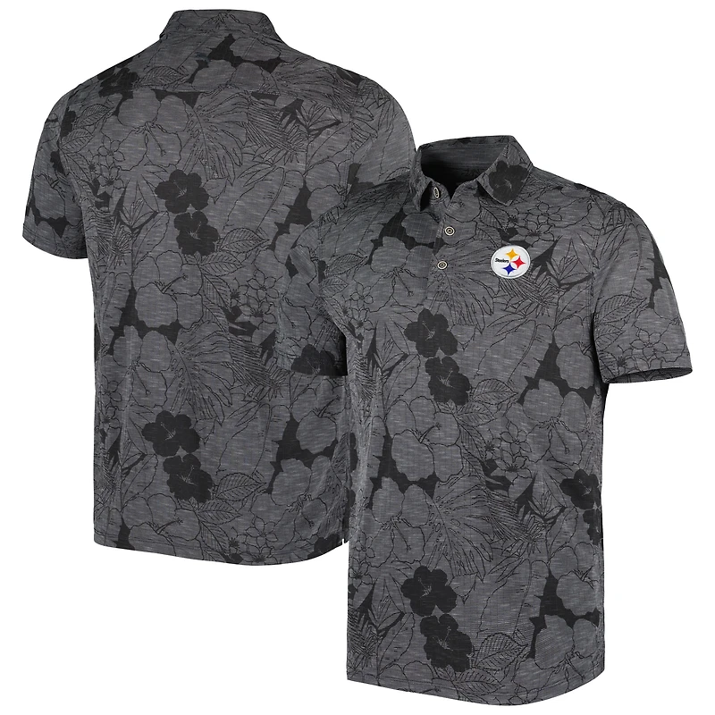 Men's Tommy Bahama Black Pittsburgh Steelers Miramar Blooms Polo