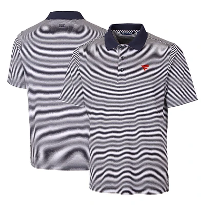 Men's Cutter & Buck Navy Fanatics Corporate Forge Tonal Stripe Stretch Polo