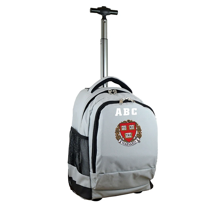 MOJO Gray Harvard Crimson 19'' Personalized Premium Wheeled Backpack
