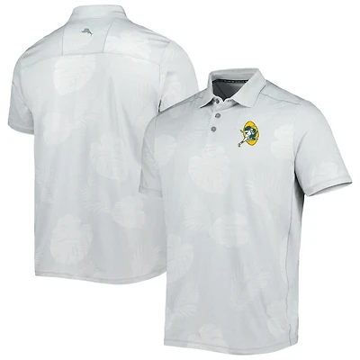 Men's Tommy Bahama Gray Green Bay Packers Throwback Delray Frond IslandZone Polo