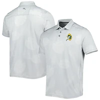 Men's Tommy Bahama Gray Green Bay Packers Throwback Delray Frond IslandZone Polo