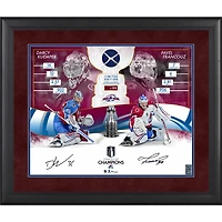 Darcy Kuemper & Pavel Francouz Colorado Avalanche Framed Autographed 2022 Stanley Cup Champions 16" x 20" Collage with a Piece of Game-Used Net from the 2022 Stanley Cup Final - Limited Edition of 99