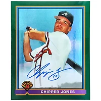 Chipper Jones Atlanta Braves Autographed 2016 Bowman Chrome Rookie Green Jumbo 1991 Reprint Card - Limited Edition of 50