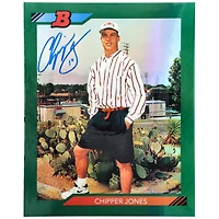 Chipper Jones Atlanta Braves Autographed 2016 Bowman Chrome Jumbo 1992 Reprint Card