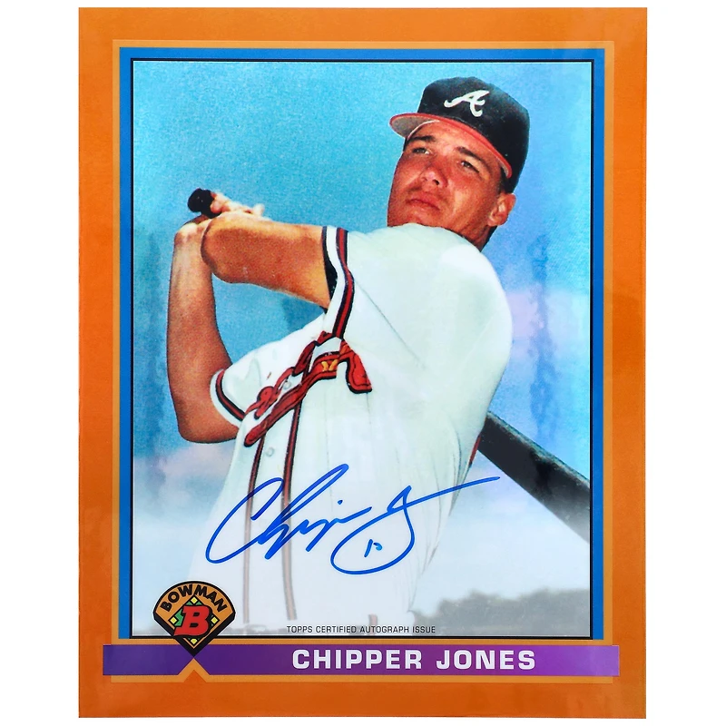 Chipper Jones Atlanta Braves Autographed 2016 Bowman Chrome Orange Jumbo 1992 Reprint Card - Limited Edition of 25