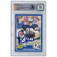 Michael Irvin Dallas Cowboys Autographed 1989 Score #18 Beckett Fanatics Witnessed Authenticated 10 Rookie Card