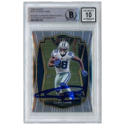 CeeDee Lamb Dallas Cowboys Autographed 2020 Panini Select #157 Beckett Fanatics Witnessed Authenticated 10 Rookie Card
