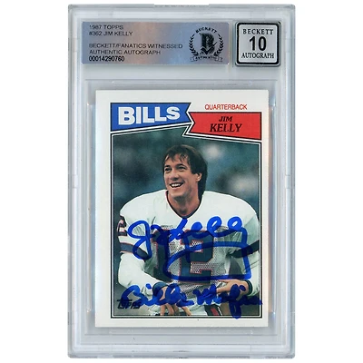 Jim Kelly Buffalo Bills Autographed 1987 Topps #362 Beckett Fanatics Witnessed Authenticated 10 Rookie Card with "BILLS MAFIA" Inscription