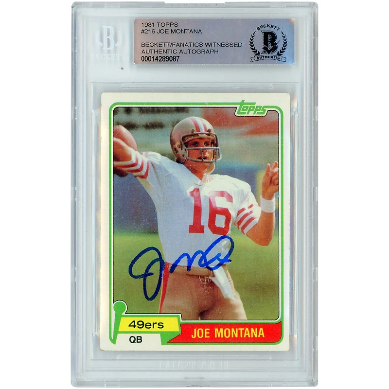 Joe Montana San Francisco 49ers Autographed 1981 Topps #216 Beckett Fanatics Witnessed Authenticated Card