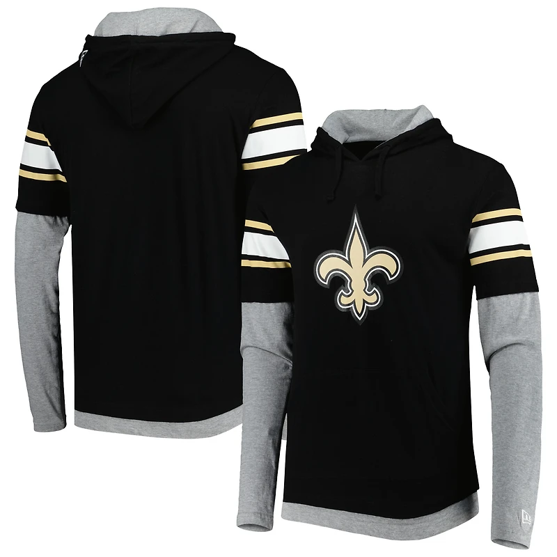 Men's New Era Black New Orleans Saints Long Sleeve Hoodie T-Shirt