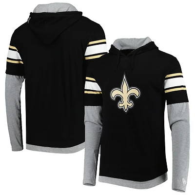 Men's New Era Black New Orleans Saints Long Sleeve Hoodie T-Shirt