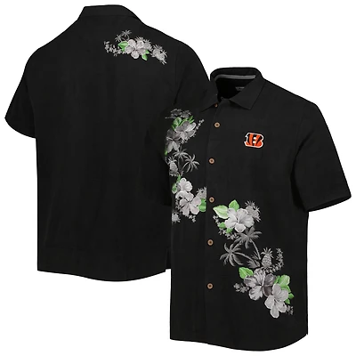 Men's Tommy Bahama Black Cincinnati Bengals Sport Azule Oasis Camp Button-Up Shirt