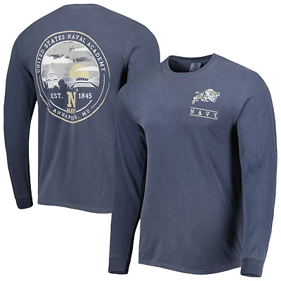 Men's Navy Navy Midshipmen Circle Campus Scene Long Sleeve T-Shirt