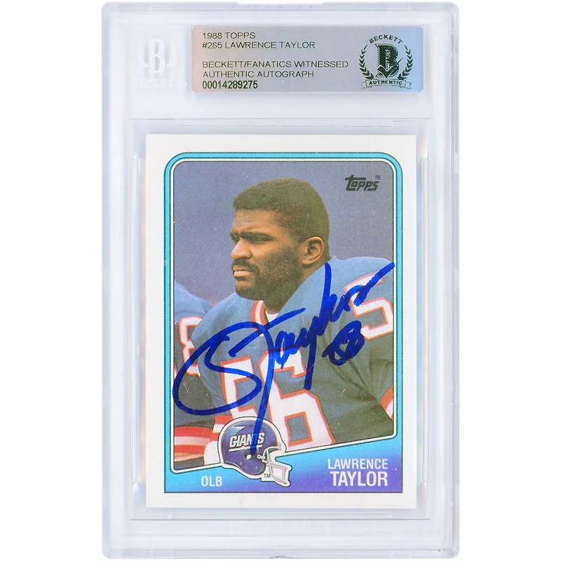 Lawrence Taylor New York Giants Autographed 1988 Topps #285 Beckett Fanatics Witnessed Authenticated Card