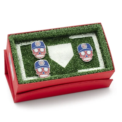 Chicago Cubs Sugar Skull Cufflinks & Lapel Pin Gift Set