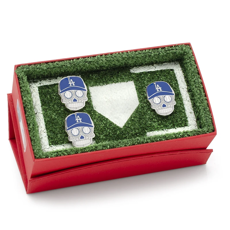 Los Angeles Dodgers Sugar Skull Cufflinks & Lapel Pin Gift Set