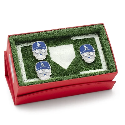 Los Angeles Dodgers Sugar Skull Cufflinks & Lapel Pin Gift Set