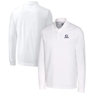 Men's Cutter & Buck White Chicago Bears Team Advantage Pique Long Sleeve Polo