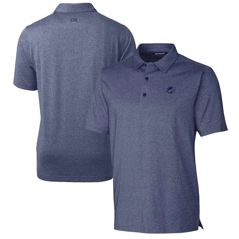 Men's Cutter & Buck Heathered Navy Miami Dolphins Forge Stretch Polo