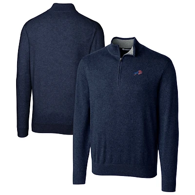 Men's Cutter & Buck Navy Buffalo Bills Lakemont Quarter-Zip Pullover Sweater