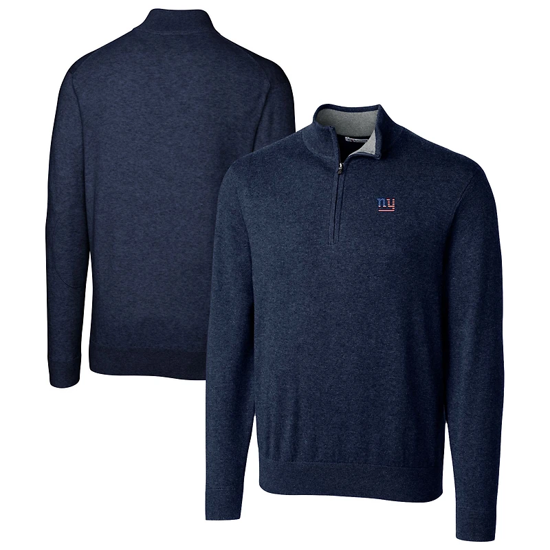 Men's Cutter & Buck Navy New York Giants Lakemont Quarter-Zip Pullover Sweater