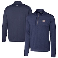 Men's Cutter & Buck Heathered Navy New York Jets Stealth Quarter-Zip Pullover Top