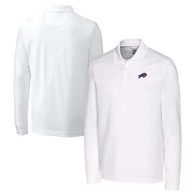 Men's Cutter & Buck White Buffalo Bills Big & Tall Advantage Tri-Blend Pique Long Sleeve Polo